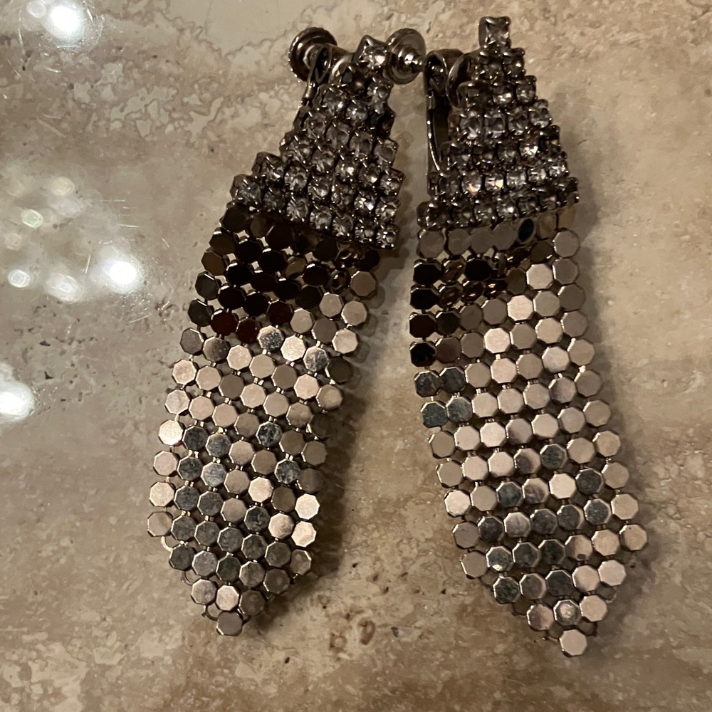 Sparkling Silver Statement Earrings - image 1